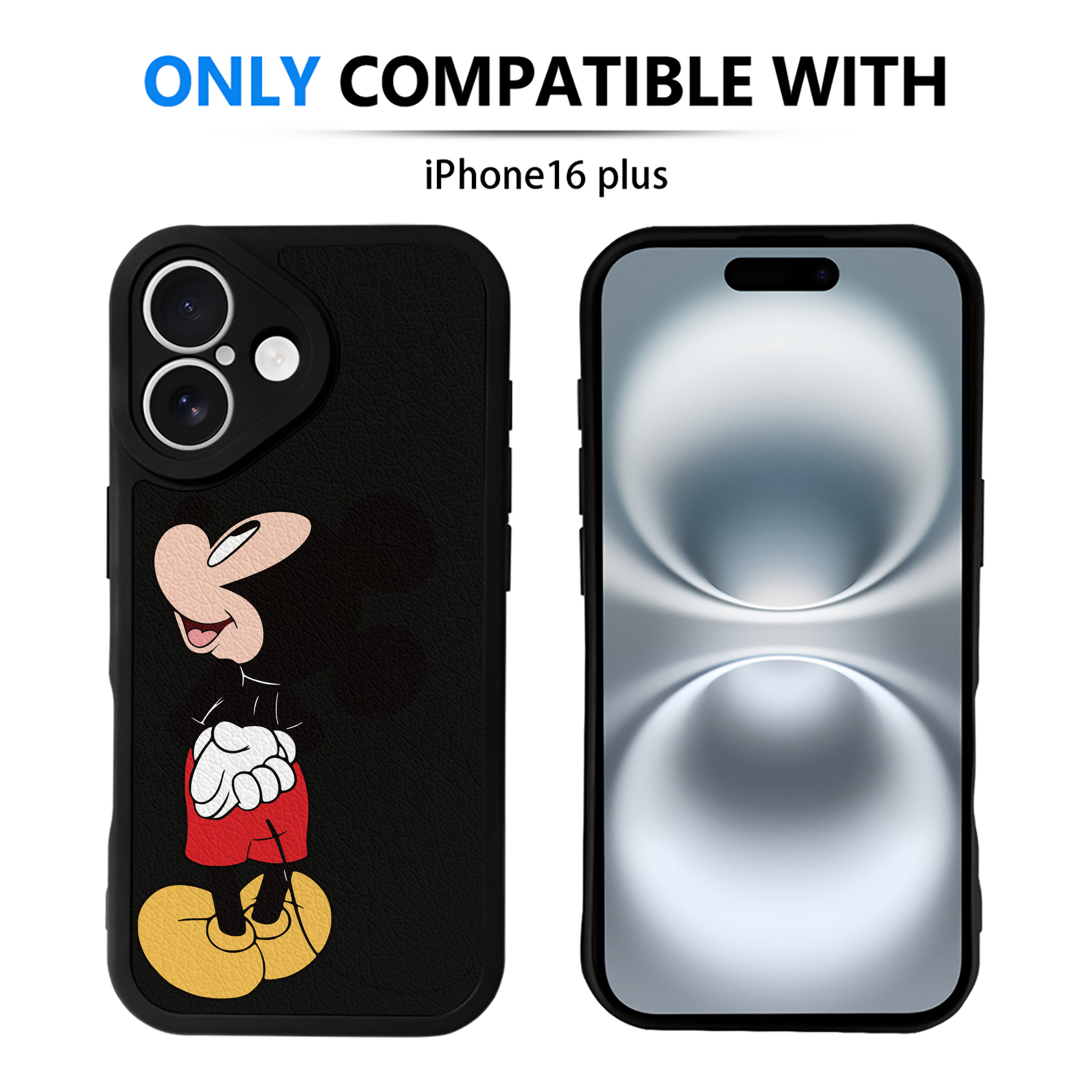 （画像用） ミッキーマウス Mickey Mouse 【iPhone 16シリーズ対応】シリコンスマホケース（レザー調） 材質：シリコン